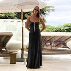 Damen Maxikleid mit feinem Rippmuster und verstellbaren Trägern R&B