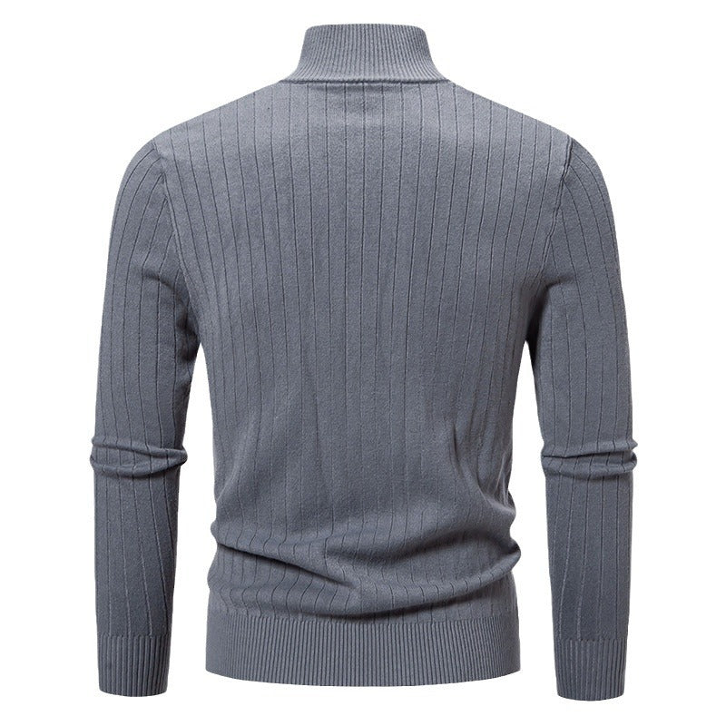 Herren stylische Strickjacke mit hohem Stehkragen und modischem Reißverschluss R&B