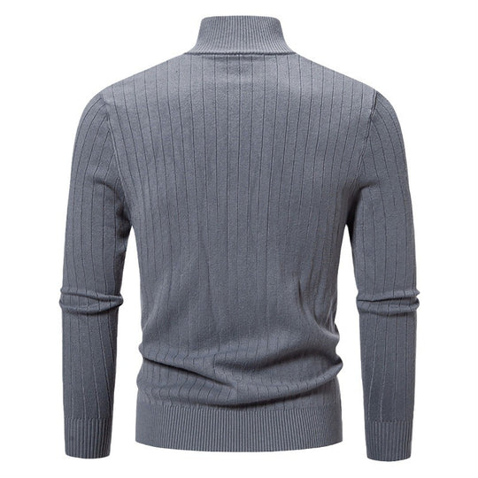 Herren stylische Strickjacke mit hohem Stehkragen und modischem Reißverschluss R&B