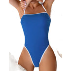 Damen einteiliges Badeoutfit mit modernem Schnitt und verstellbaren Trägern R&B