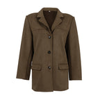 Damen Modische Wildlederjacke im Oversized-Schnitt mit klassischem Kragen und praktischen Taschen R&B