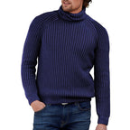 Herren Grobstrick Pullover mit hohem Kragen R&B