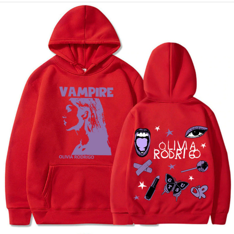 Damen Kapuzenpullover mit künstlerischem Vampir-Print und oversized Schnitt R&B