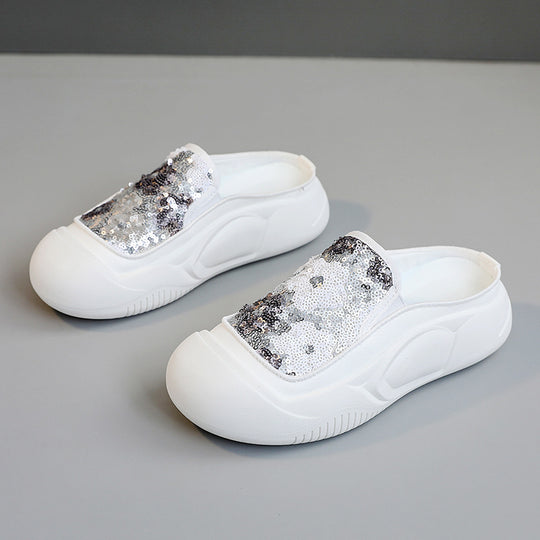 Damen modische Clogs mit schimmerndem Paillettenbesatz R&B