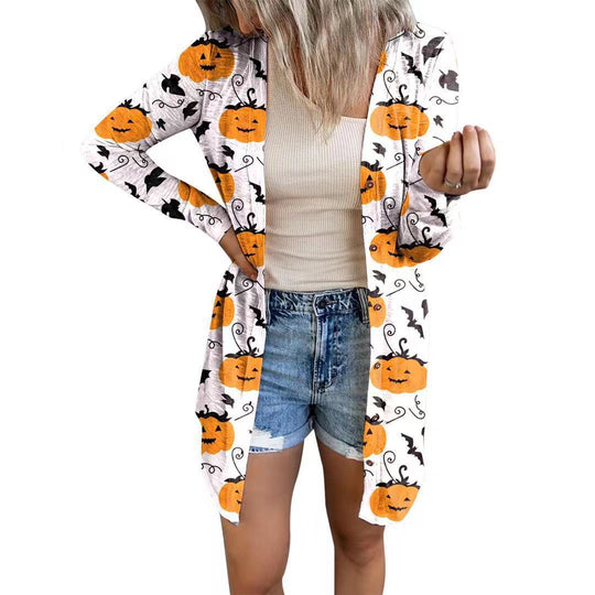 Damen Langarm-Cardigan mit knöpfbarem Design und einzigartigem Batikmuster R&B