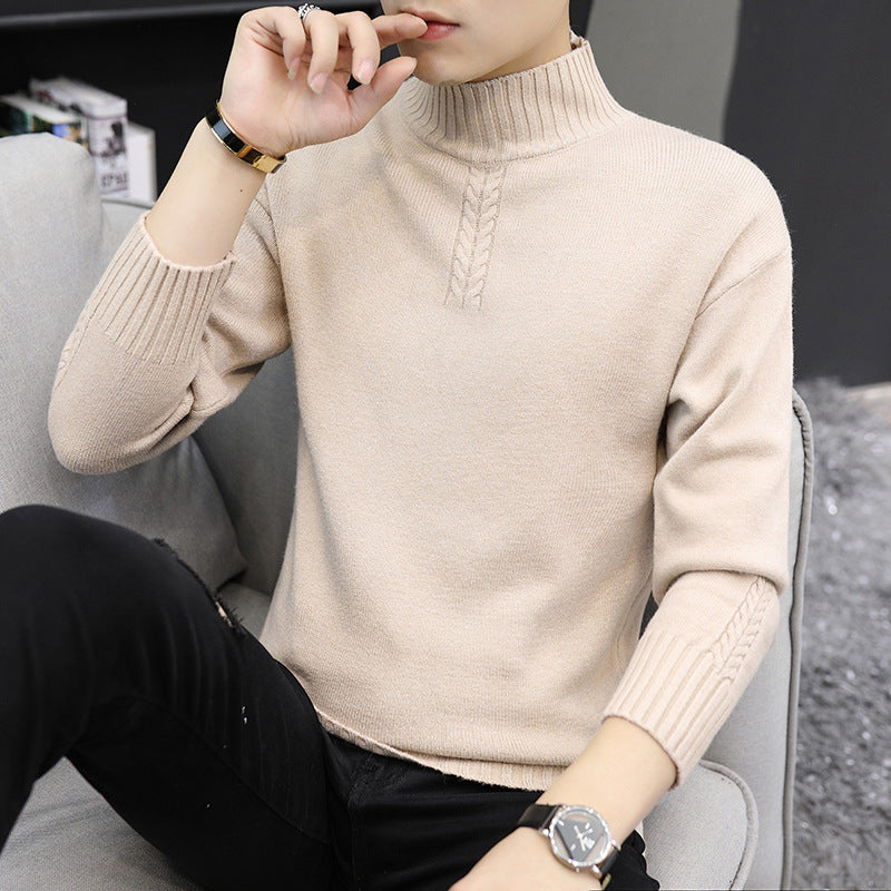 Herren Strickpullover mit hohem Kragen und Rippstrickdetails R&B