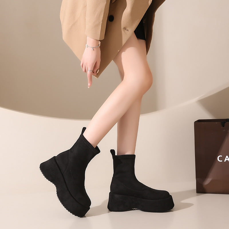 Damen modische Ankle Boots aus hochwertigem Wildleder R&B