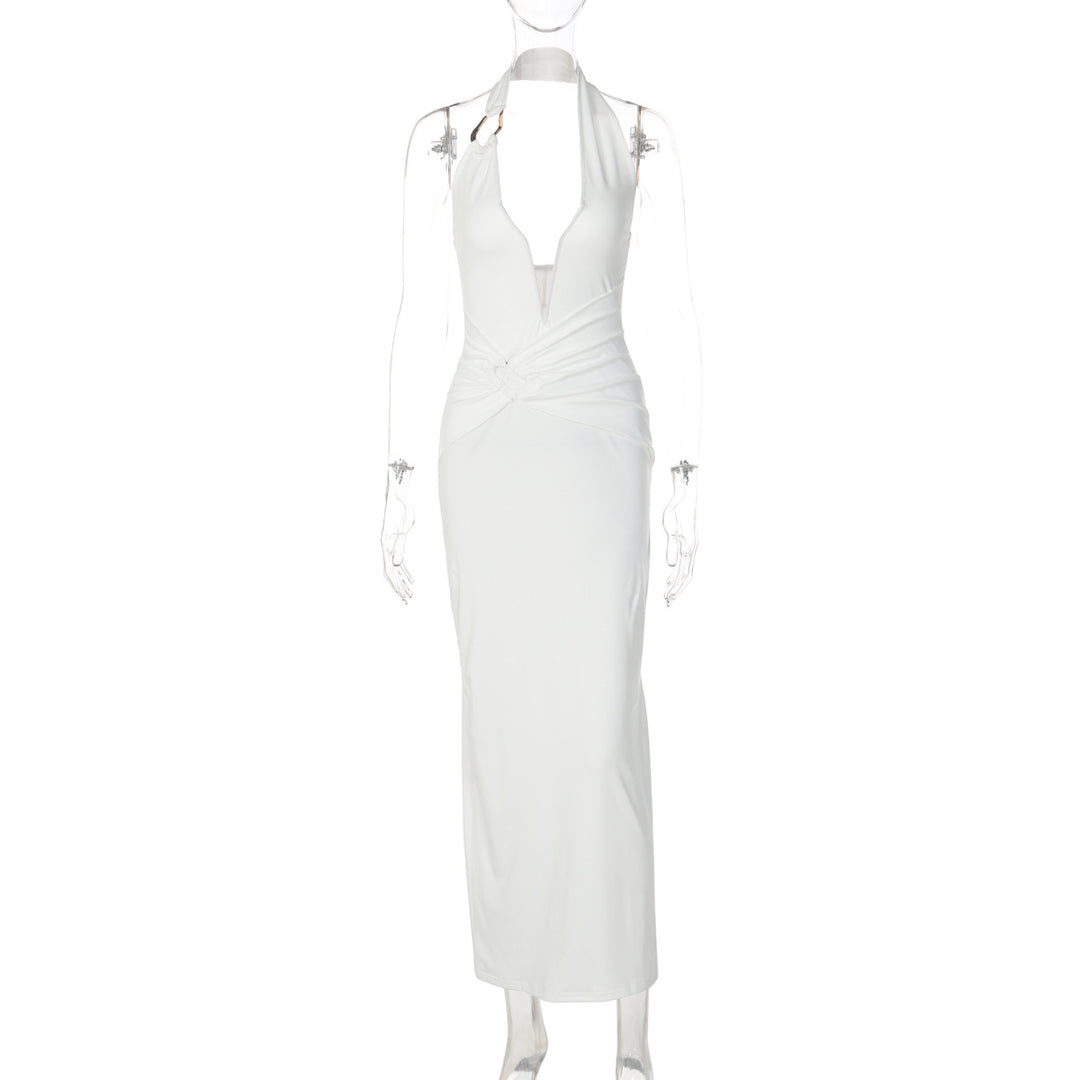 Damen Elegantes Maxikleid mit tiefem V-Ausschnitt und innovativen Drapierungen R&B