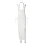 Damen Elegantes Maxikleid mit tiefem V-Ausschnitt und innovativen Drapierungen R&B