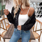 Damen Spitzenoptik Bomberjacke R&B