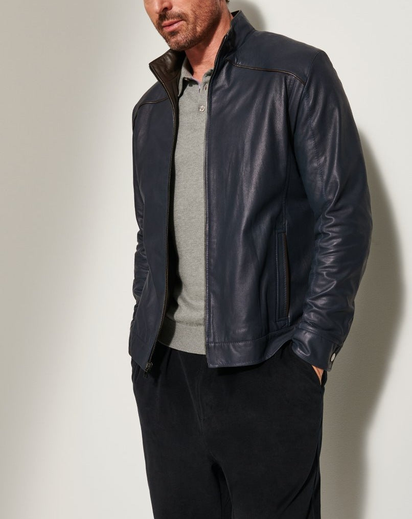 Herren jacke mit elegantem Stehkragen und seitlichen Reißverschlusstaschen R&B