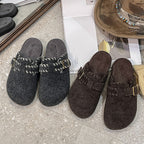 Damen Filzclogs mit modischer Schnallenverzierung und kuscheligem Innenfutter R&B