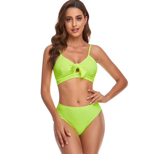 Damen Bikini-Set mit verspieltem Knoten und hoch geschnittenem Unterteil R&B