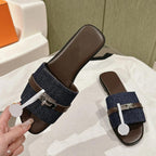 Damen elegante Flip-Flops mit modischen Riemen und komfortablem Fußbett R&B