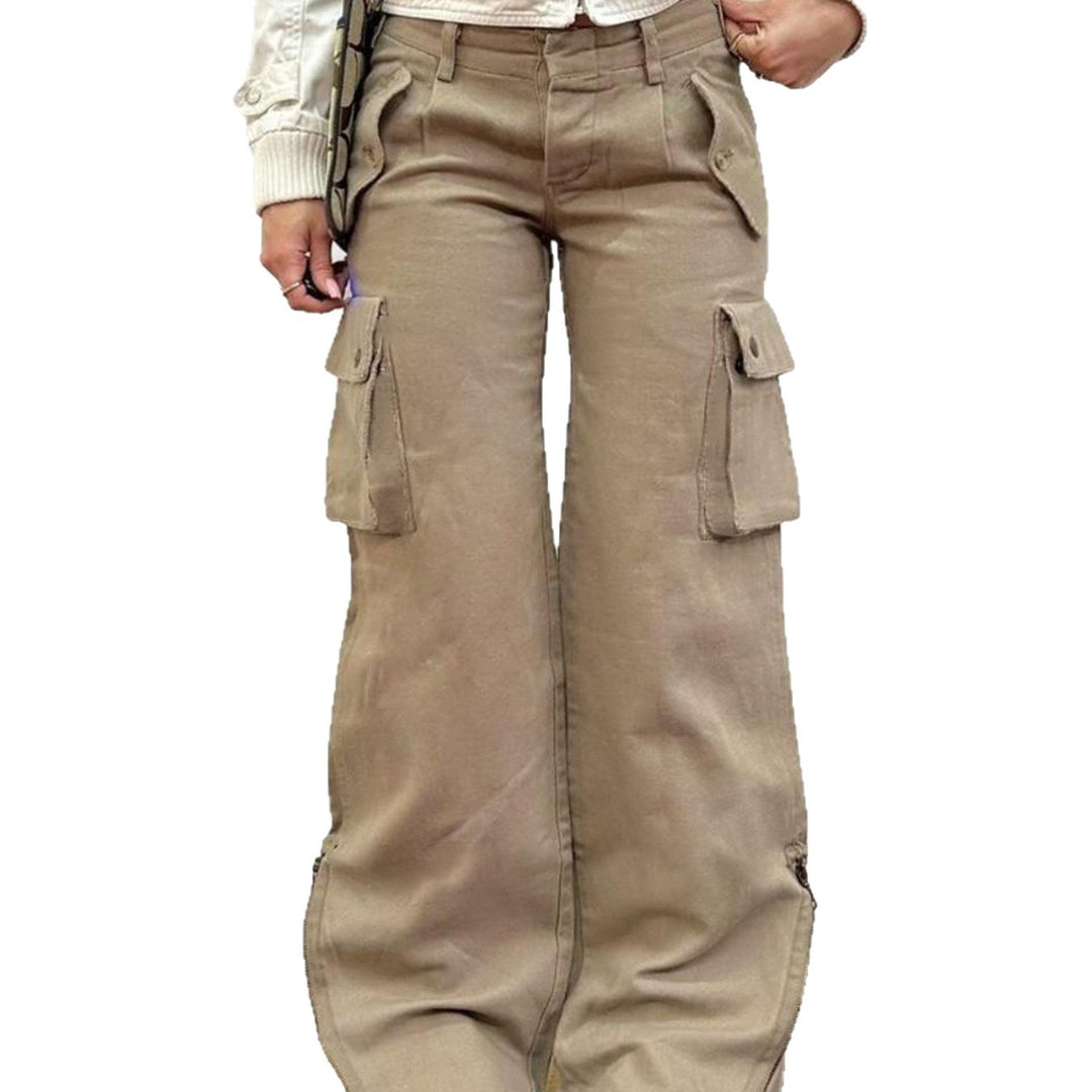 Damen lockere Cargo-Hose mit praktischen Taschen und weitem Bein R&B