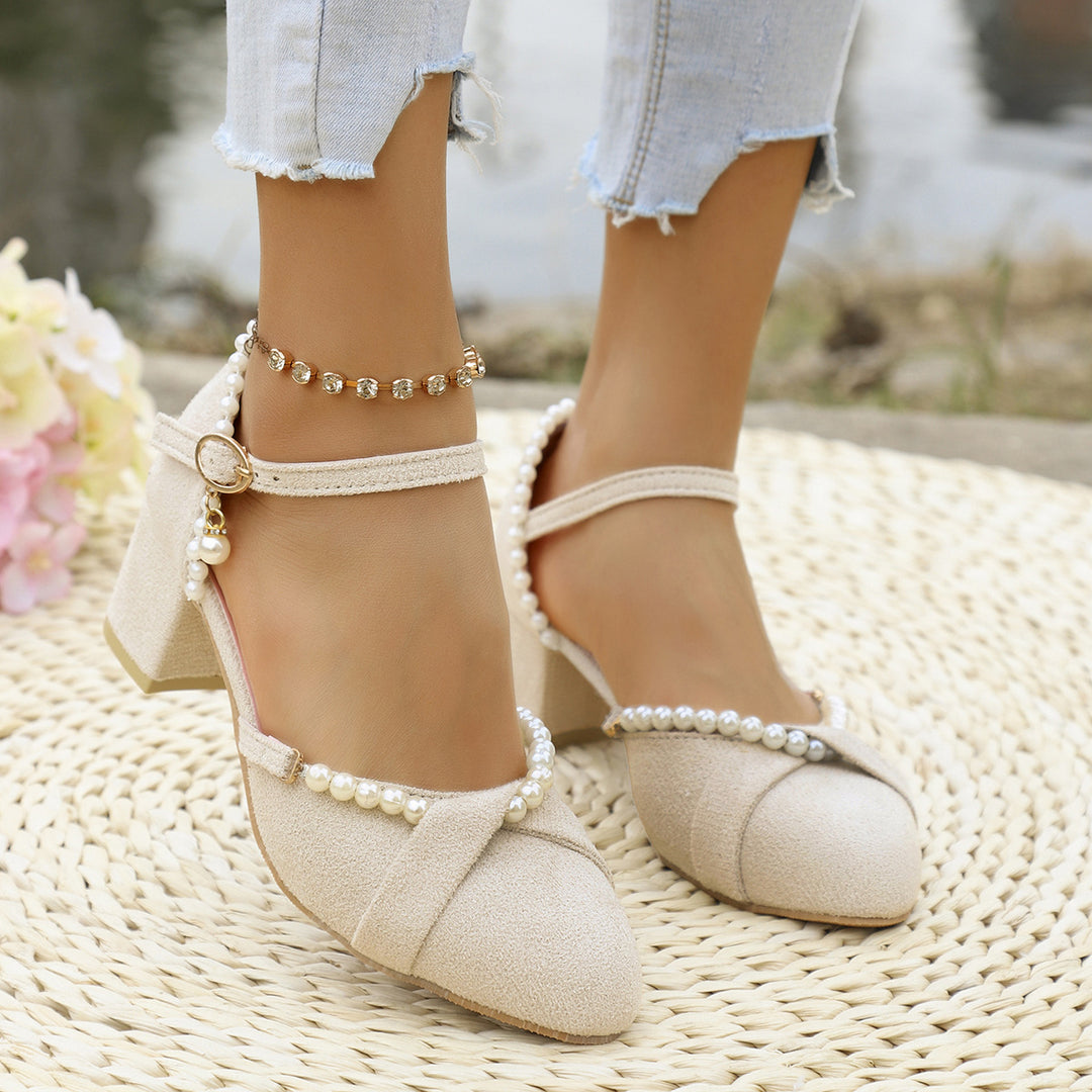Damen elegante Slingback-Pumps mit Perl-Detail R&B