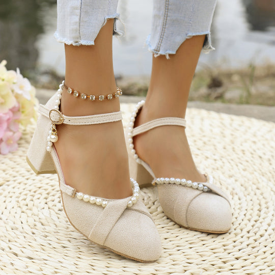 Damen elegante Slingback-Pumps mit Perl-Detail R&B