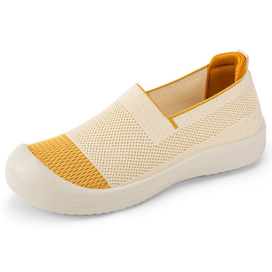 Damen Modische Slip-On Sneakers mit rutschfester und atmungsaktiver Strickoberfläche R&B