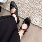 Damen Ballerina-Schuhe mit elastischem Riemen und verspieltem Schleifendetail