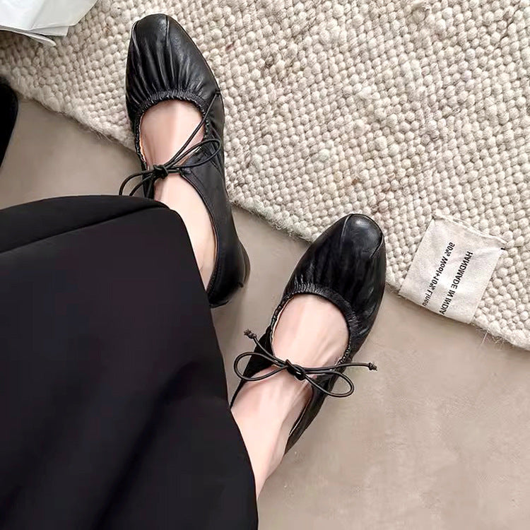 Damen Ballerina-Schuhe mit elastischem Riemen und verspieltem Schleifendetail