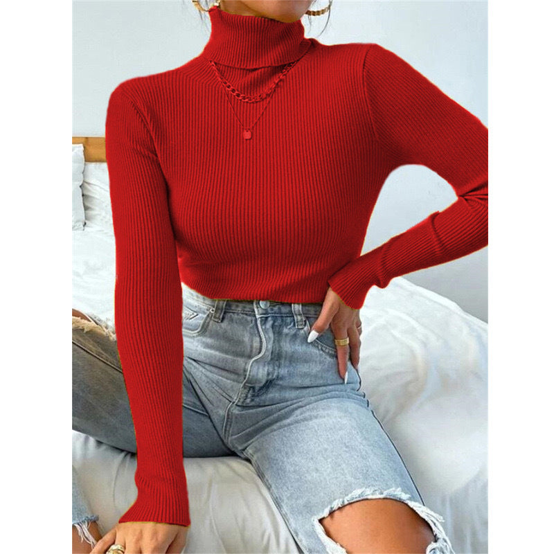 Damen Eleganter Rollkragenpullover mit feiner Rippstruktur R&B