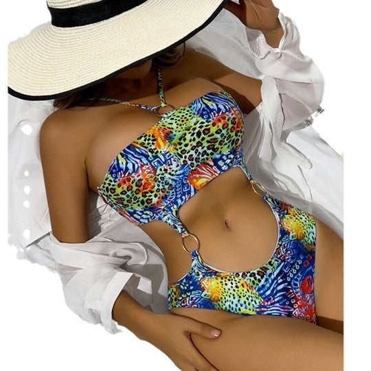 Damen Einteiliger Badeanzug mit modischem Cut-Out-Design R&B