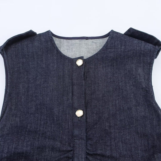 Damen Jeanskleid mit Wickelgürtel und eleganten Druckknöpfen R&B