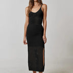 Damen luftiges Netzkleid mit seitlichen Schlitzen und raffinierter Struktur R&B