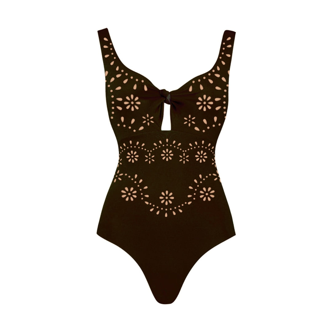 Damen Badeanzug und Rock-Set mit floralem Cut-Out Design R&B