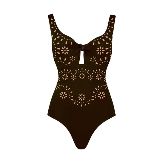 Damen Badeanzug und Rock-Set mit floralem Cut-Out Design R&B