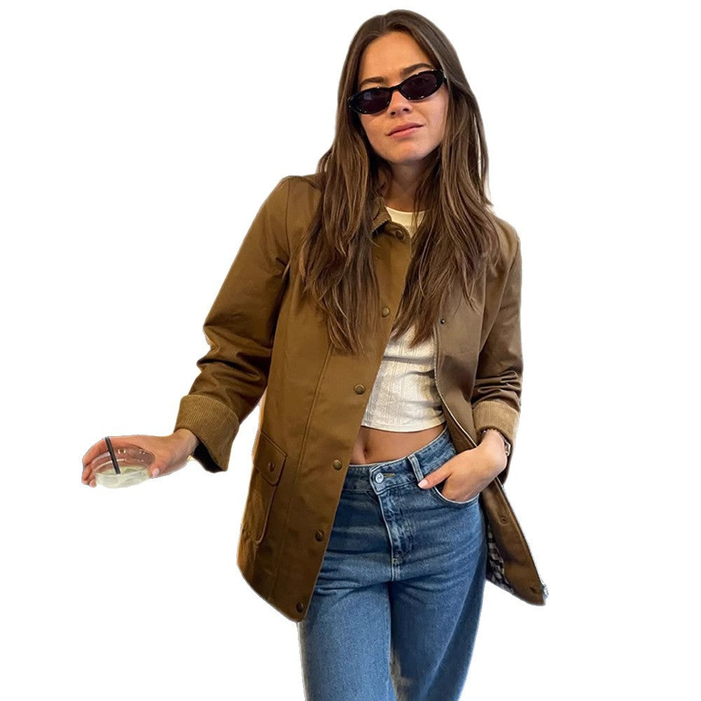 Damen modische Utility-Jacke mit praktischen Taschen R&B