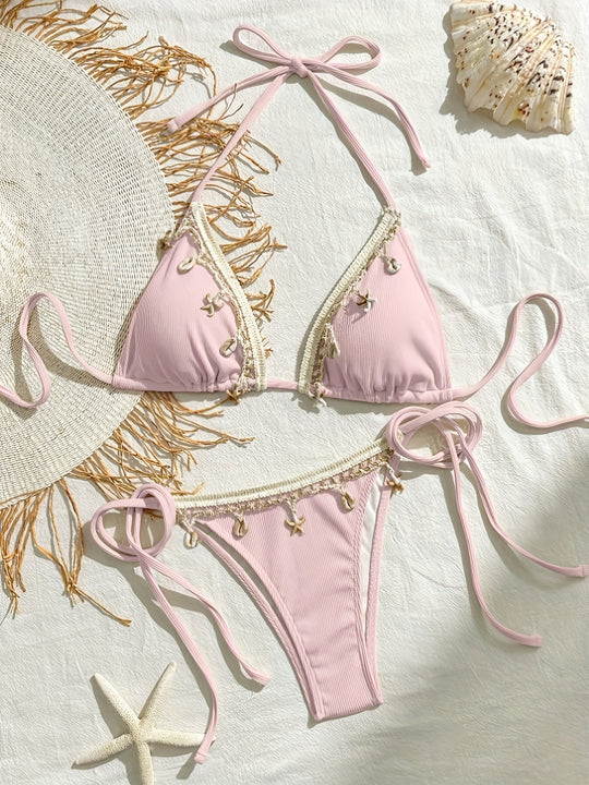 Damen Triangel-Bikini mit dekorativen Quasten R&B