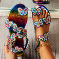 Damen dekorative Sandalen mit funkelnden Schmetterlingsapplikationen R&B