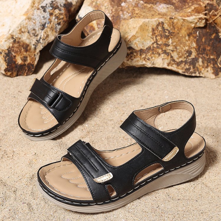 Damen Komfortable Wedge-Sandalen mit ergonomischem Riemendesign und modischer Schnallenapplikation R&B