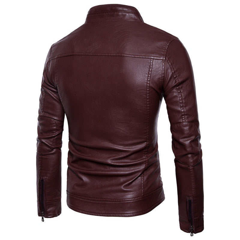 Herren Bikerjacke aus weichem Leder mit asymmetrischem Reißverschluss