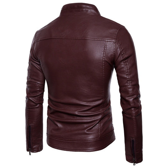 Herren Bikerjacke aus weichem Leder mit asymmetrischem Reißverschluss
