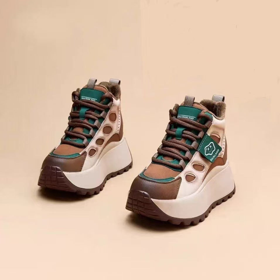 Damen Sportliche Plateau-Sneaker mit atmungsaktiver Mesh-Oberfläche und rutschfester Sohle R&B