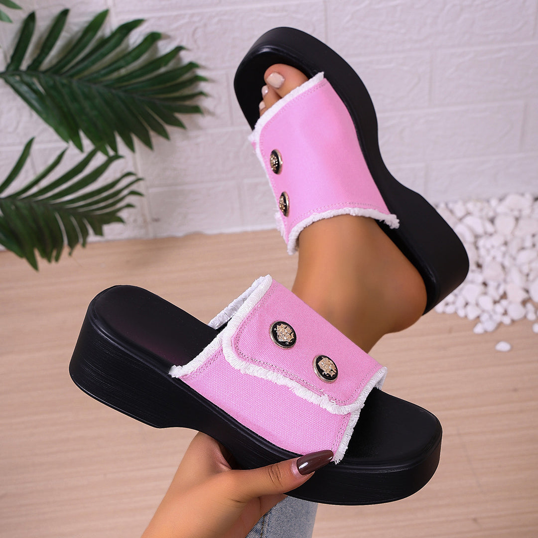 Damen Modische Clogs mit Kunstfellbesatz und dicker Sohle R&B
