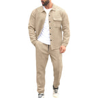 Herren nan Hemdenjacke-Set mit aufgesetzter Klappentasche und konischer Komforthose R&B