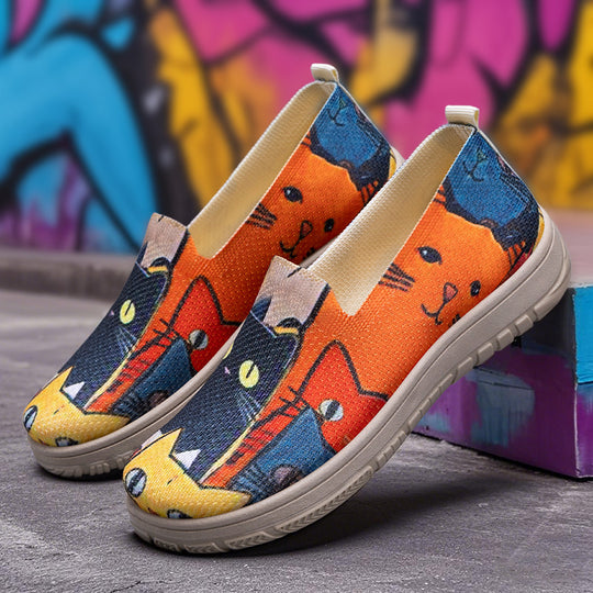 Damen Bequeme Slip-On Sneakers mit buntem Design R&B