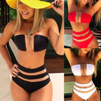 Damen Bandeau-Bikini mit innovativem Cut-Out Design und hohen Seitenbündchen R&B