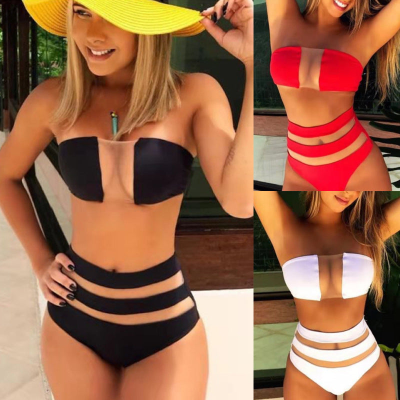 Damen Bandeau-Bikini mit innovativem Cut-Out Design und hohen Seitenbündchen R&B