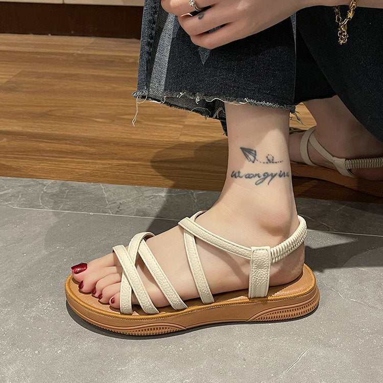 Damen bequeme Sandalen mit elastischen Riemen