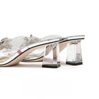 Damen glamouröse Mules mit eleganter Blütenverzierung R&B