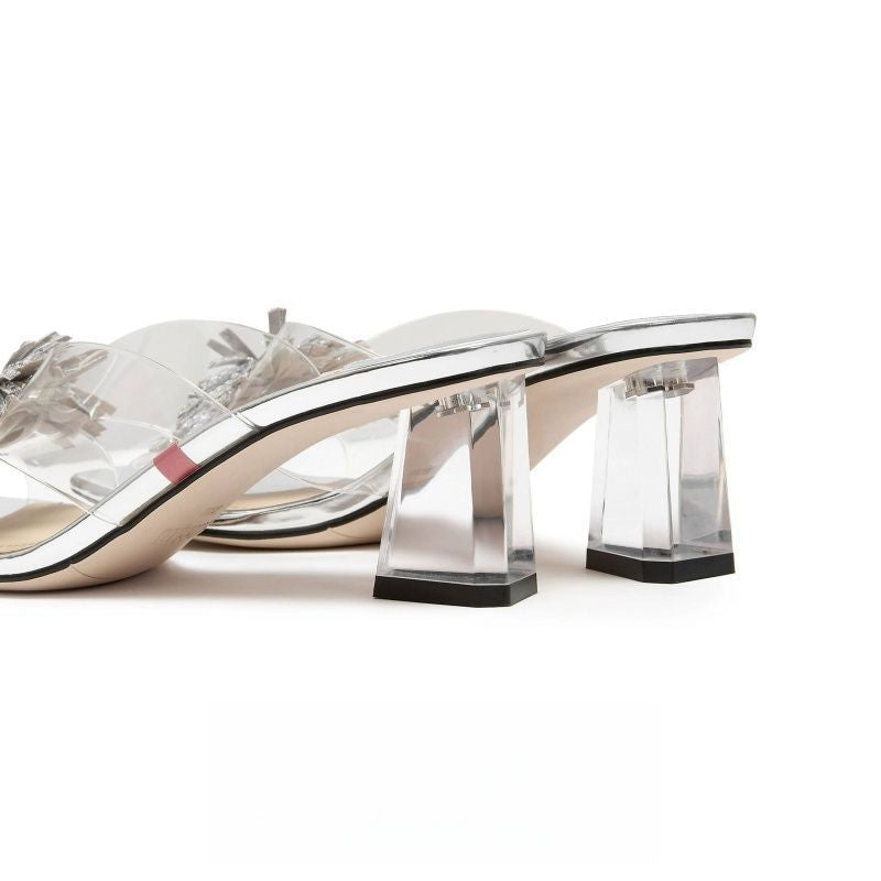 Damen glamouröse Mules mit eleganter Blütenverzierung R&B