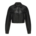 Übergangsjacke Damen schwarz cropped aus Kunstleder