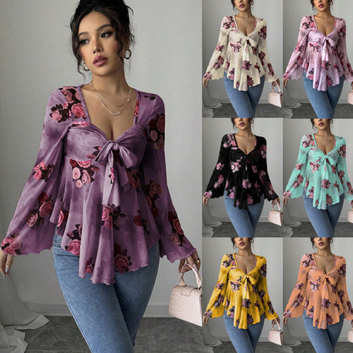 Damen luftige Bluse mit Blumenmuster R&B