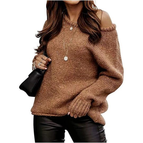 Damen Off-Shoulder Strickpullover R&B