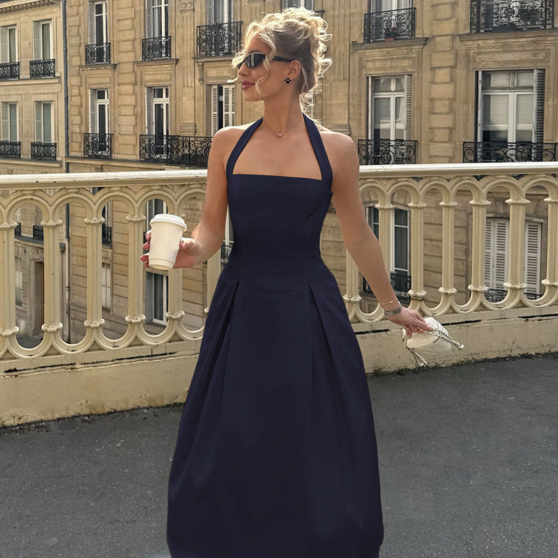 Damen Edles Maxikleid mit quadratischem Ausschnitt und schmalem Taillenband R&B