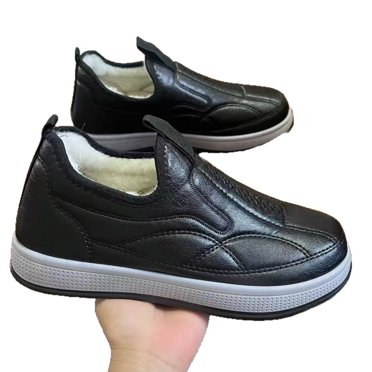 Damen Bequeme Lammfell gefütterte Slipper Schuhe R&B